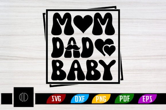 Mom Dad Baby Retro SVG Design