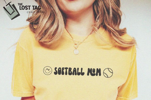 Softball Mom Retro Smiley SVG PNG POD