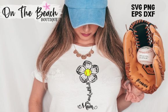 SVG Proud Softball Mom, Softball Flower